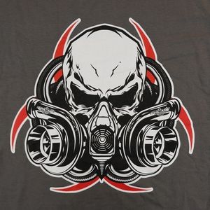 Diesel Life NWT Gas Mask Turbo Respirator Skull Design Grey T- Shirt Gildan M-3X